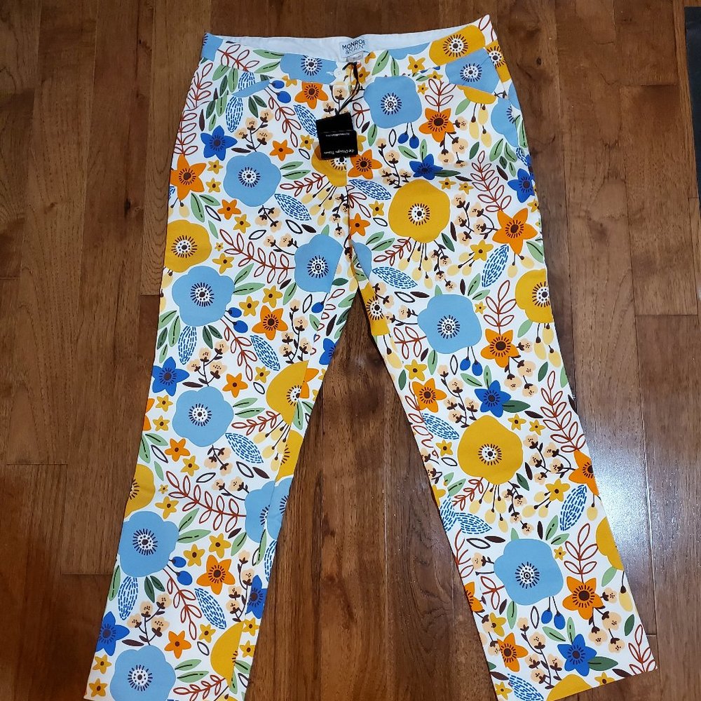 Monroe and Main colorful flower crop pant 8 CUTE retro P5